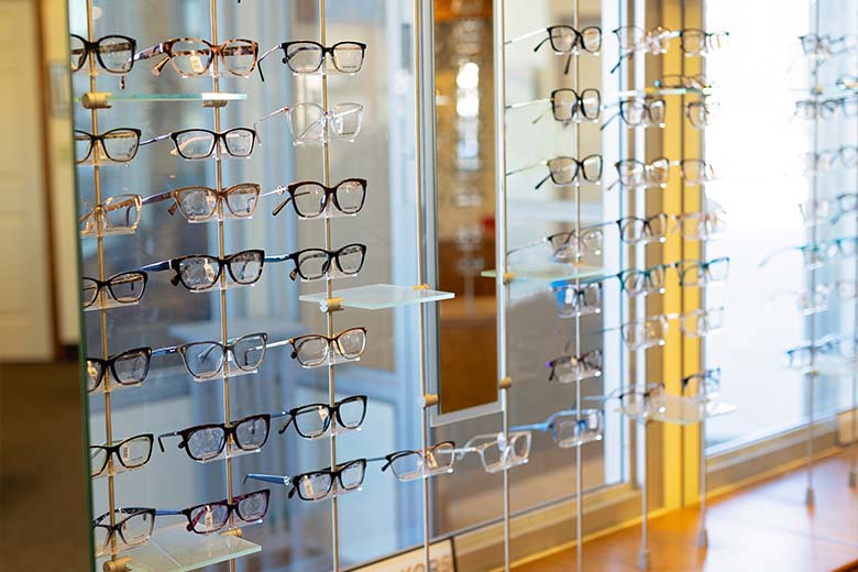 Eyeglasses display at the clinic